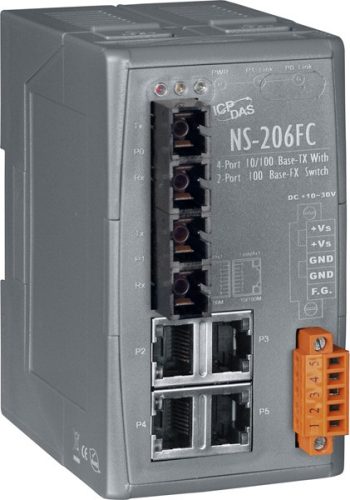 NS-206FCS # Single-mód, 15km, SC csatlakozó, 4-port 10/100 Mbps és dupla fiber port switch, ICP DAS