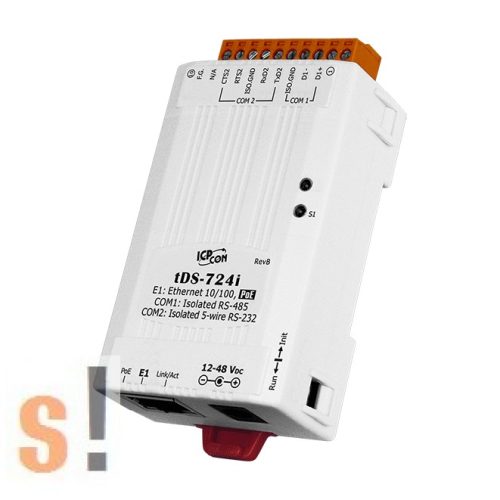 tDS-724i # Soros-Ethernet konverter/1x RS-232 és 1x 485 port/ PoE/szigetelt/ICP DAS